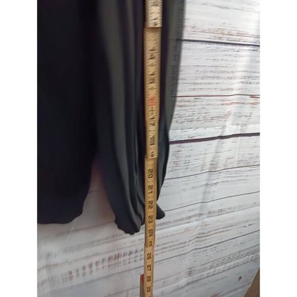 Adrianna Papell  Blouse M  Black Button Up  Crepe Long Pleated Puffy Sleeves - Picture 6 of 8